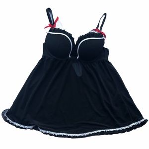 La Senza Black Babydoll Padded Bra With White Trim Size Medium